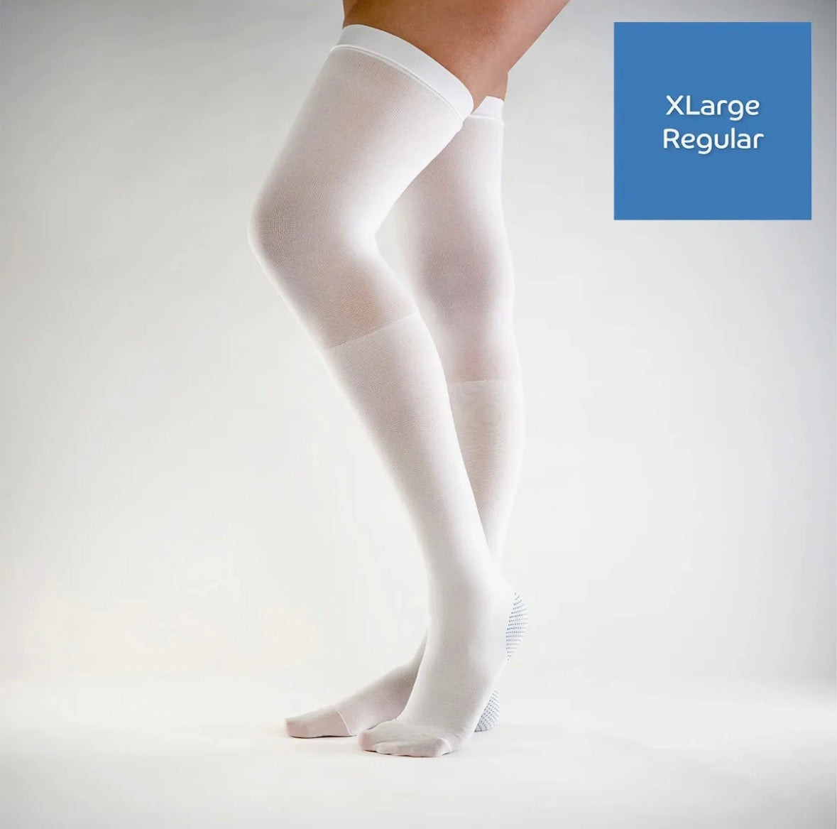 MANA BP-3346 Anti-Embolism Stocking – Thigh Length Compression Socks, 4-Way Stretch, Silicone Band, White