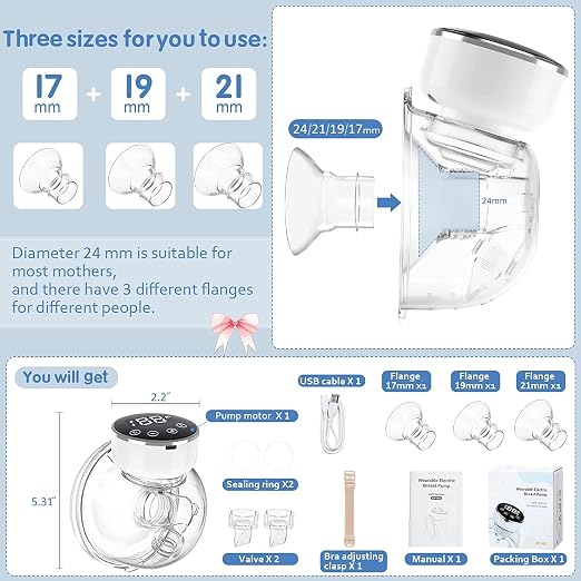 Wearable Electric Breast Pump – Hands-Free, Portable, Whisper-Quiet, Multiple Modes & Levels