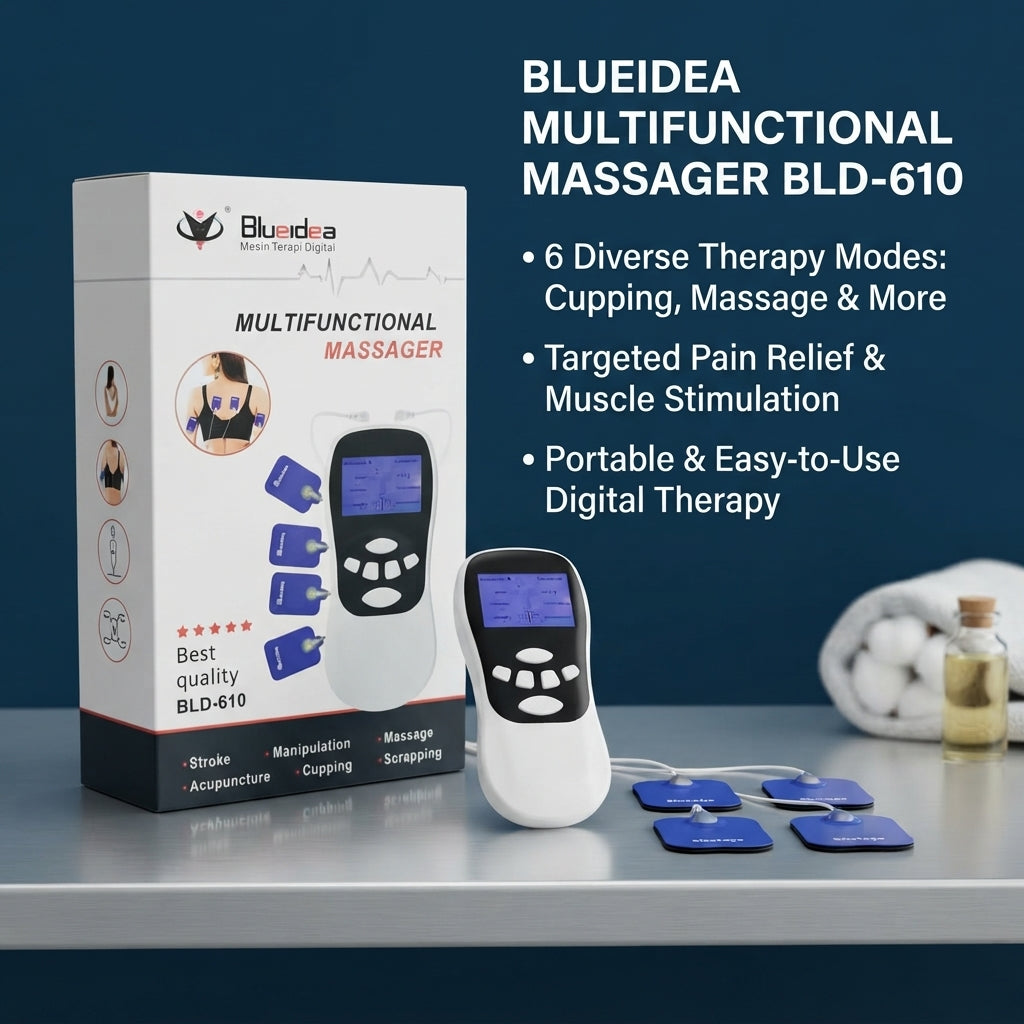 Blueidea BLD-610 Multifunctional Digital Massager – TENS Therapy, 6 Modes, LCD Display, Electrode Pads