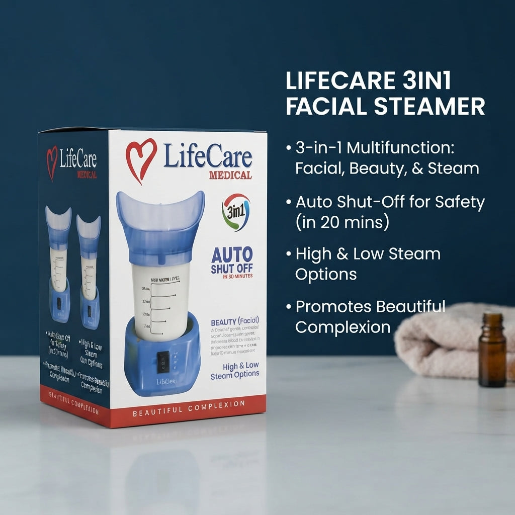 LifeCare Medical 3-in-1 Facial Steamer – Auto Shut-Off, High & Low Steam Options, Beauty Facial Sauna