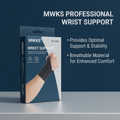 MWKS Wrist Support Wrap – Adjustable Compression Brace, Breathable, Sports & Injury Support