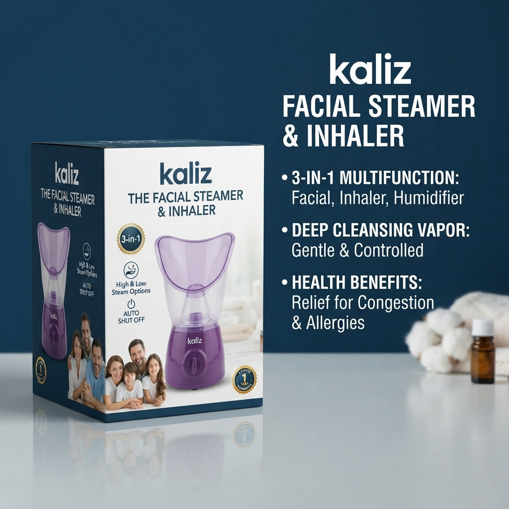 Kaliz 3-in-1 Facial Steamer & Inhaler – Beauty Steam, Nasal Inhaler, Humidifier, High/Low Steam, Auto Shut-Off