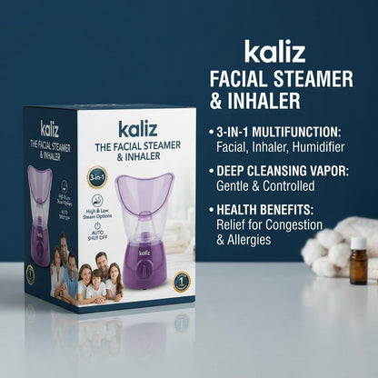 Kaliz 3-in-1 Facial Steamer & Inhaler – Beauty Steam, Nasal Inhaler, Humidifier, High/Low Steam, Auto Shut-Off