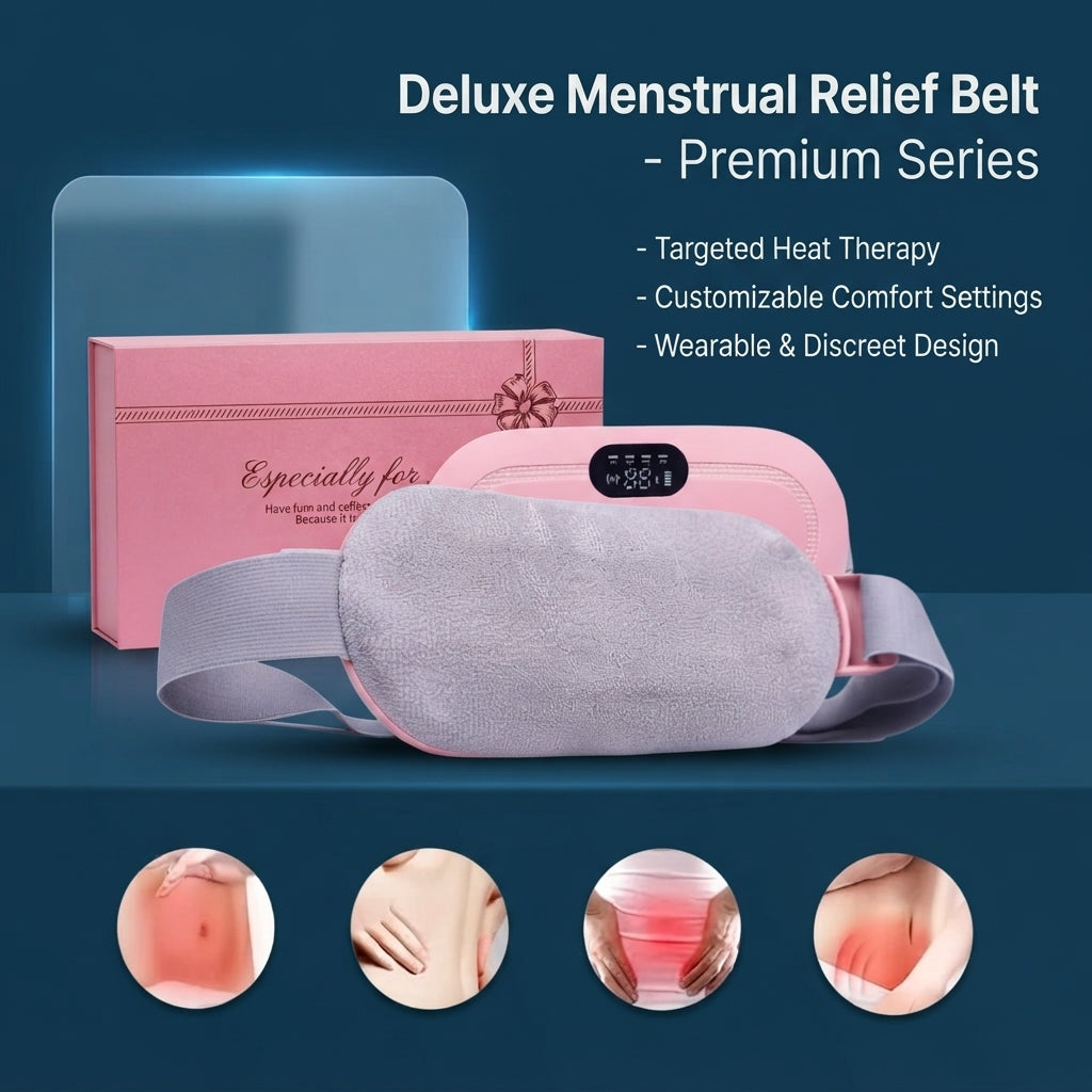 Portable Electric Heating Massage Belt – Period Cramp Relief, Vibration Massage, 3 Heat & Vibration Levels, Pink