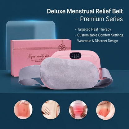 Portable Electric Heating Massage Belt – Period Cramp Relief, Vibration Massage, 3 Heat & Vibration Levels, Pink
