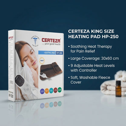 Certeza HP-250 Heating Pad – King Size 30x60cm, 9 Heat Settings, 3 Timer Settings, Turbo Heating, Washable