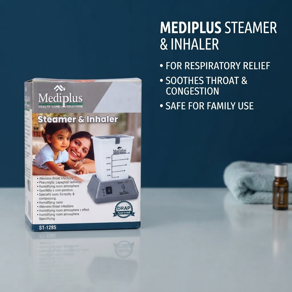 Mediplus ST-1285 Steamer & Inhaler – High/Low Steam Settings, DRAP Approved, Throat & Nasal Relief