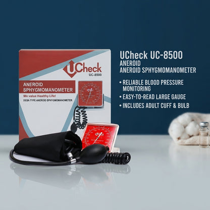 UCheck UC-8500 Aneroid Sphygmomanometer – Desk-Type Manual Blood Pressure Monitor, Large Dial, CE 0197 Certified