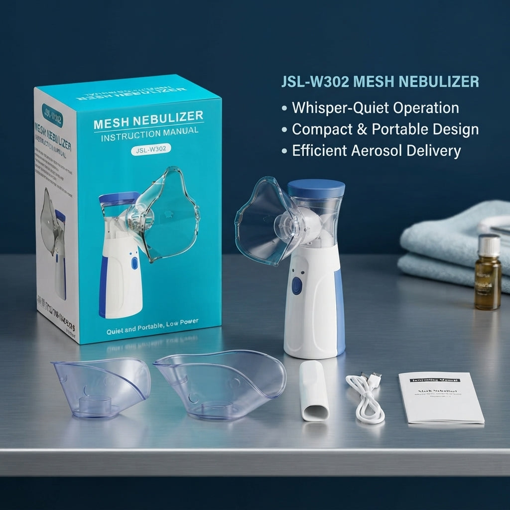 JSL-W302 Portable Mesh Nebulizer – Quiet & Low Power, USB Rechargeable, Adult & Child Mask Included