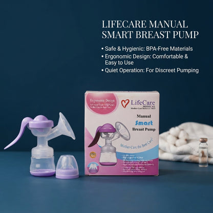 LifeCare Medical LC-1025 Manual Breast Pump – BPA Free, Ergonomic Design, Adjustable Suction, Mother-Care Series