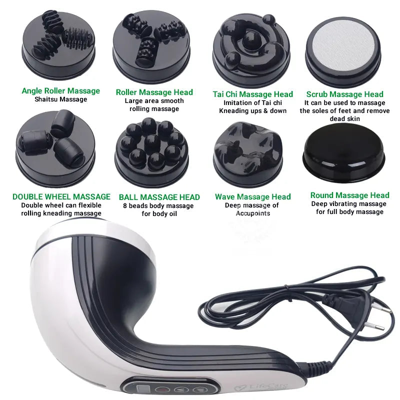 LifeCare LC-900 Body Massager – Corded Electric Relaxing Massager with 8 Heads