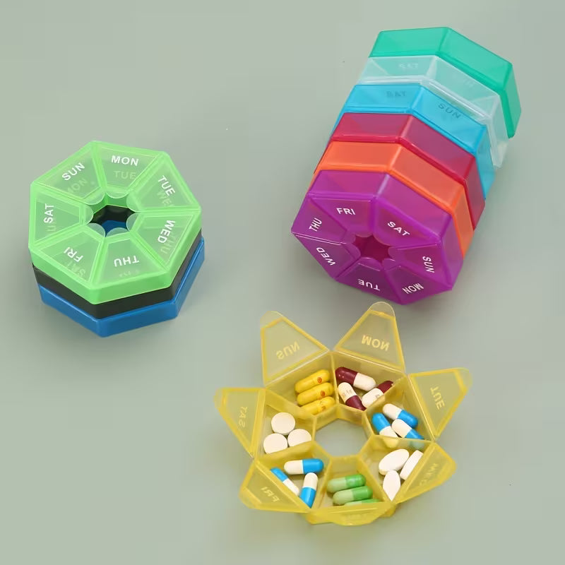 7 Day Pill Organizer Box – Weekly Medicine Box, BPA Free Portable Vitamin & Tablet Storage Case, Travel Pill Container