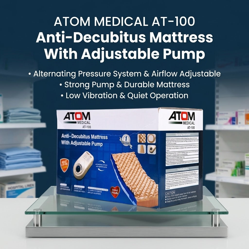 Atom Medical AT-100 Anti-Decubitus Air Mattress with Adjustable Pump – Alternating Pressure System for Bedsore Prevention