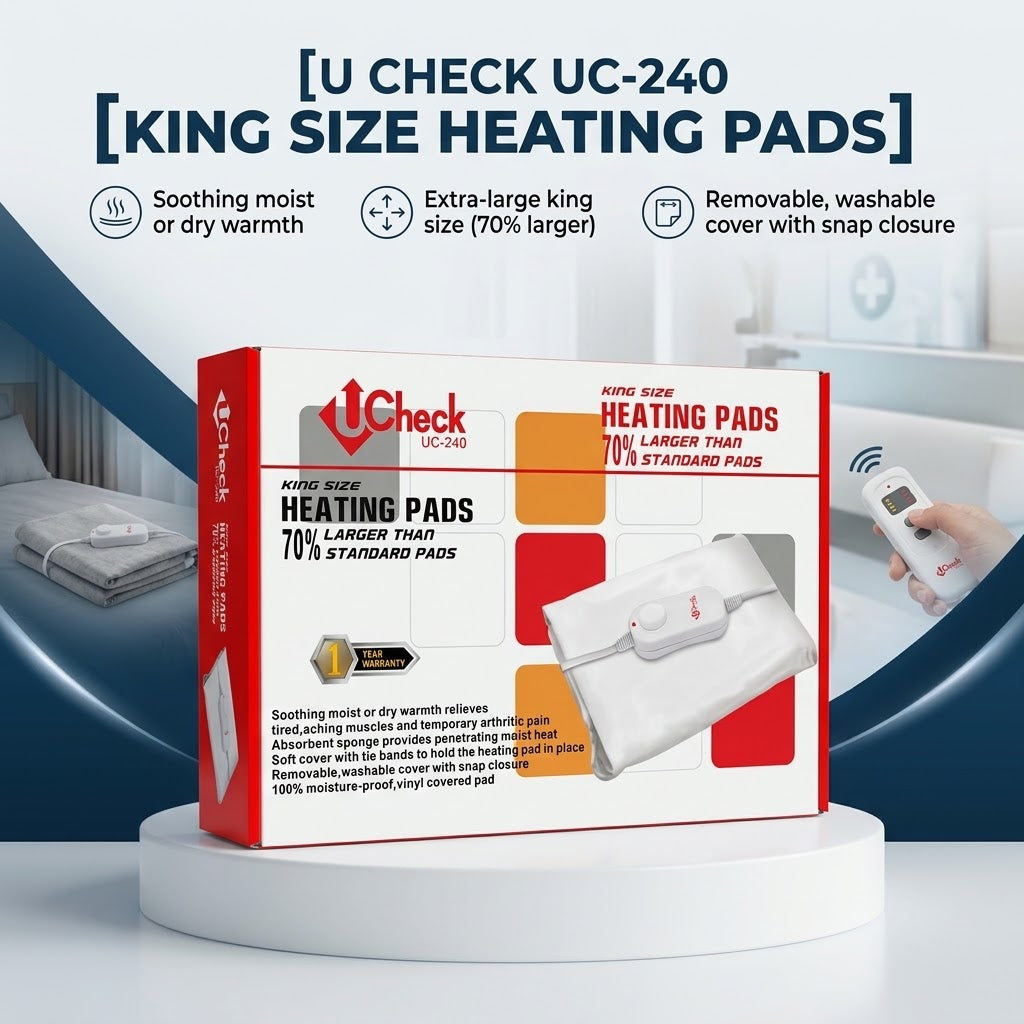UCheck UC-240 King Size Electric Heating Pad – Moist/Dry Heat Therapy, 70% Larger, 1 Year Warranty