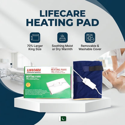 Lifecare Medical King Size Electric Heating Pad – Moist/Dry Heat Therapy, 70% Larger, 1 Year Warranty (Navy Blue)