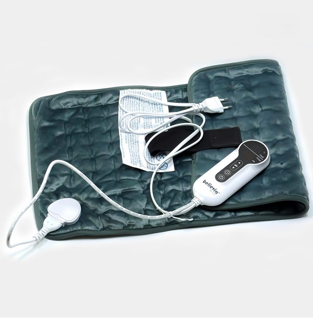 Believia HP-01 Digital Heating Pad – Adjustable Temperature & Timer, Machine Washable, Ultrasoft