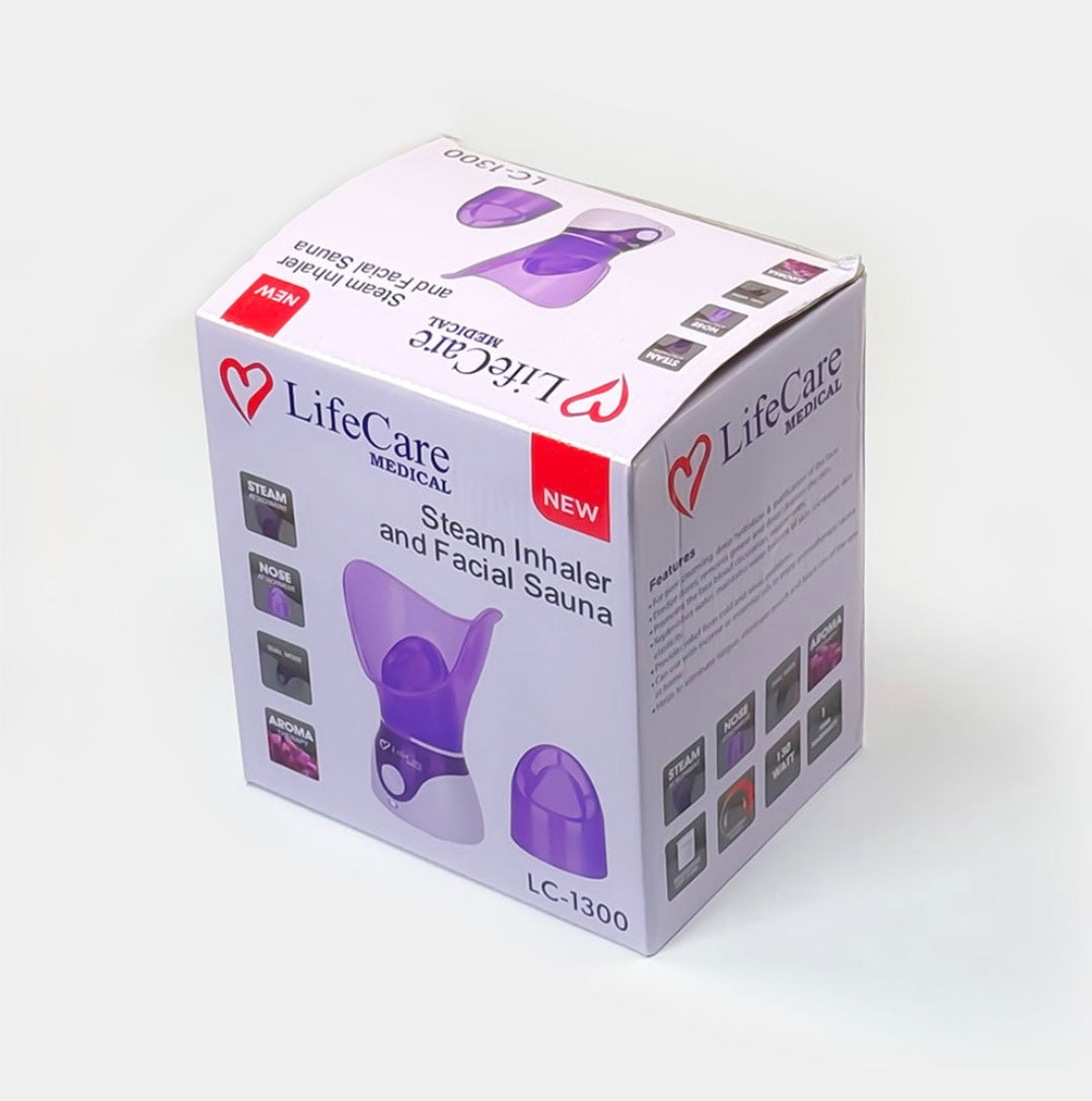 LifeCare Medical LC-1300 Steam Inhaler & Facial Sauna – Dual Mode, Aromatherapy, Nose & Steam Function, Purple