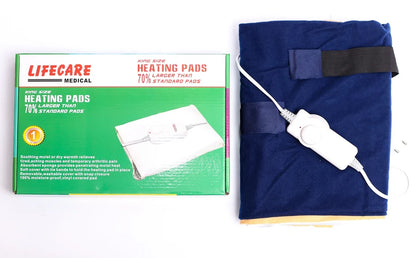 Lifecare Medical King Size Electric Heating Pad – Moist/Dry Heat Therapy, 70% Larger, 1 Year Warranty (Navy Blue)