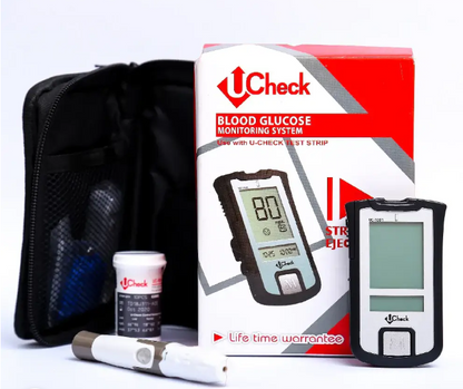 UCheck Blood Glucose Monitoring System – Digital Glucometer with Test Strip Ejection, Lifetime Warranty