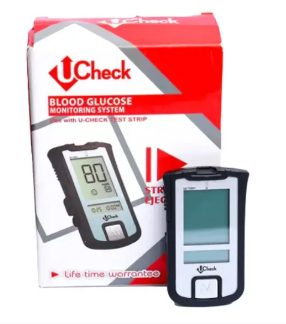 UCheck Blood Glucose Monitoring System – Digital Glucometer with Test Strip Ejection, Lifetime Warranty