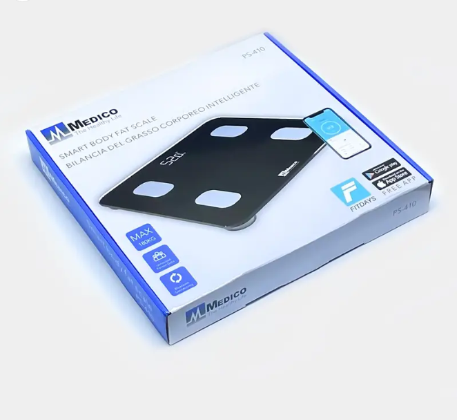 Medico PS-410 Smart Body Fat Scale – Bluetooth Digital Weighing Scale with FitDays App, Max 180kg