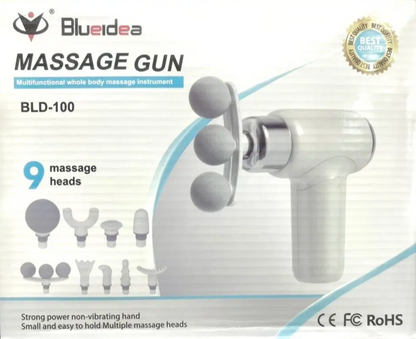 Blueidea Massage Gun BLD-100 – Multifunctional Whole Body Massager, 9 Massage Heads, White