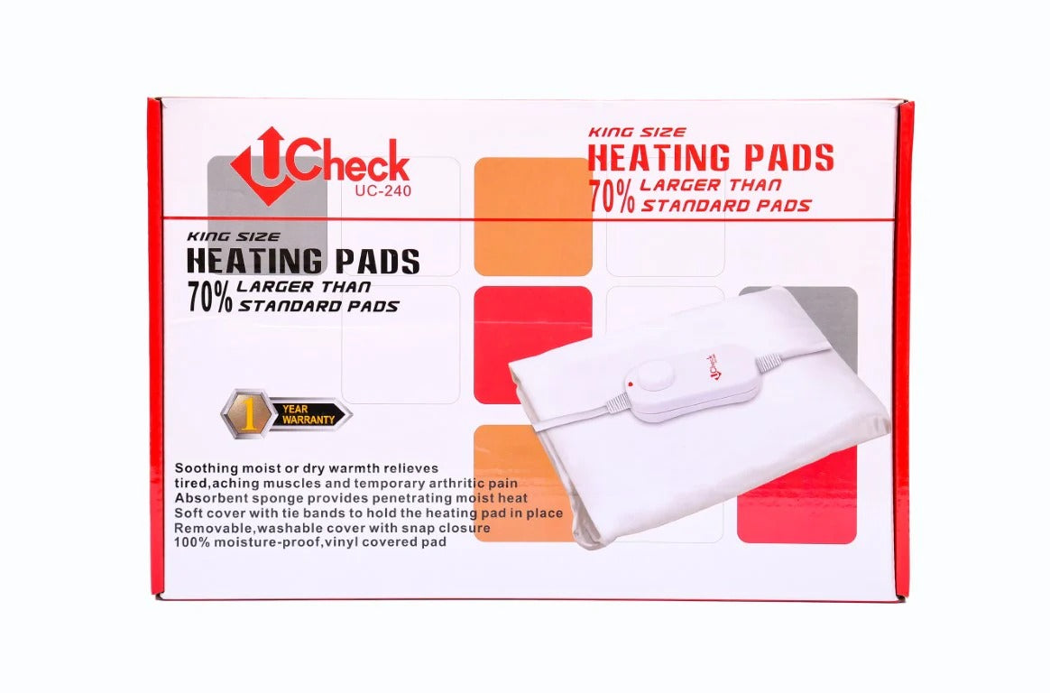 UCheck UC-240 King Size Electric Heating Pad – Moist/Dry Heat Therapy, 70% Larger, 1 Year Warranty