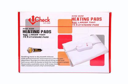 UCheck UC-240 King Size Electric Heating Pad – Moist/Dry Heat Therapy, 70% Larger, 1 Year Warranty