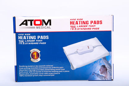 Atom Medical King Size Electric Heating Pad – Moist/Dry Heat Therapy, 70% Larger, 1 Year Warranty