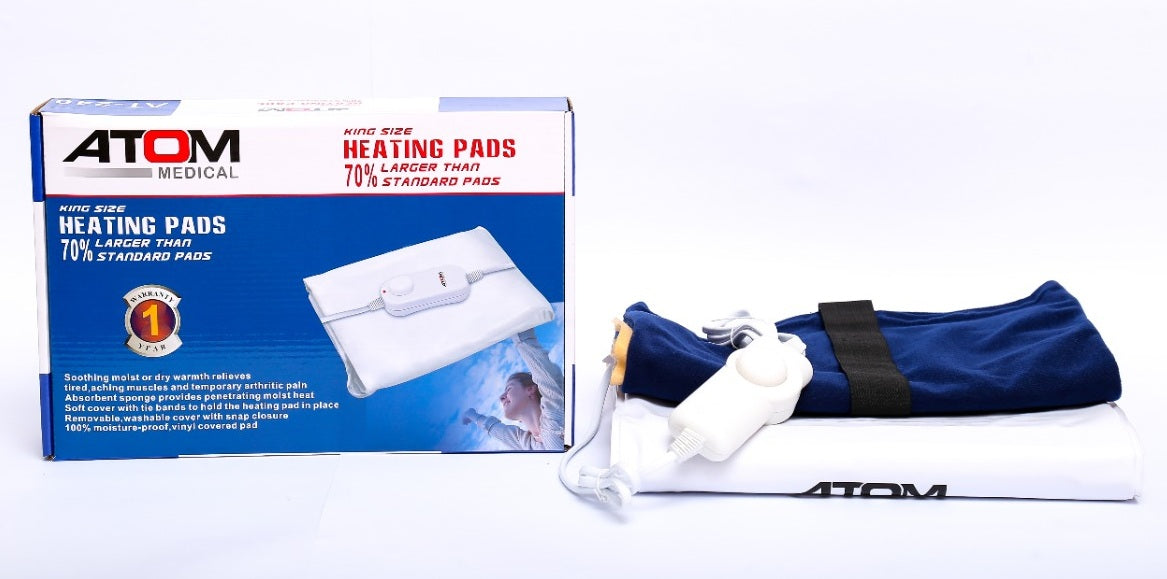 Atom Medical King Size Electric Heating Pad – Moist/Dry Heat Therapy, 70% Larger, 1 Year Warranty