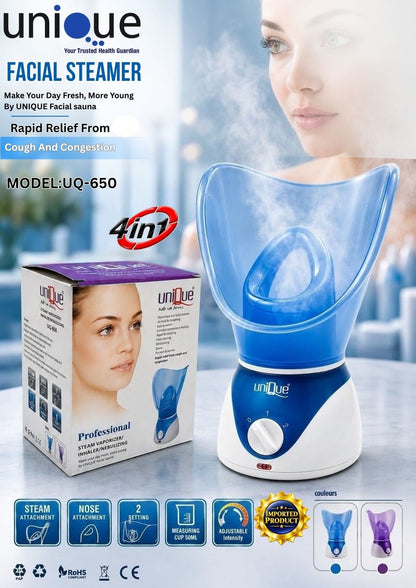 uniQue UQ-650 4-in-1 Facial Steamer – Steam Vaporizer, Inhaler/Nebulizing, Adjustable Intensity, CE RoHS
