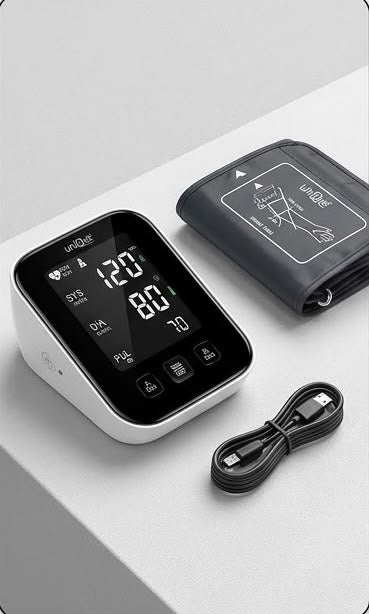 Unique Accufit-1 Digital Blood Pressure Monitor – Rechargeable, Arm Type, Large LCD Display