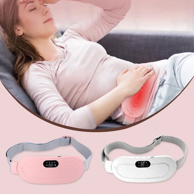 Portable Electric Heating Massage Belt – Period Cramp Relief, Vibration Massage, 3 Heat & Vibration Levels, Pink