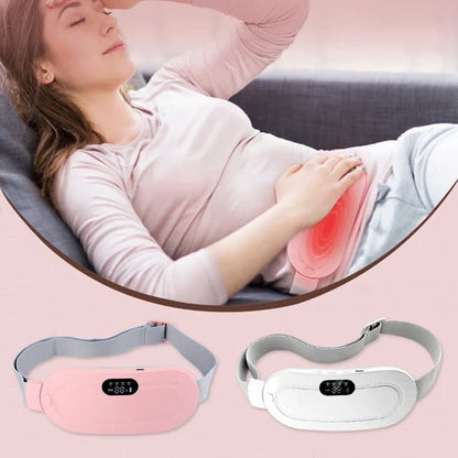 Portable Electric Heating Massage Belt – Period Cramp Relief, Vibration Massage, 3 Heat & Vibration Levels, Pink